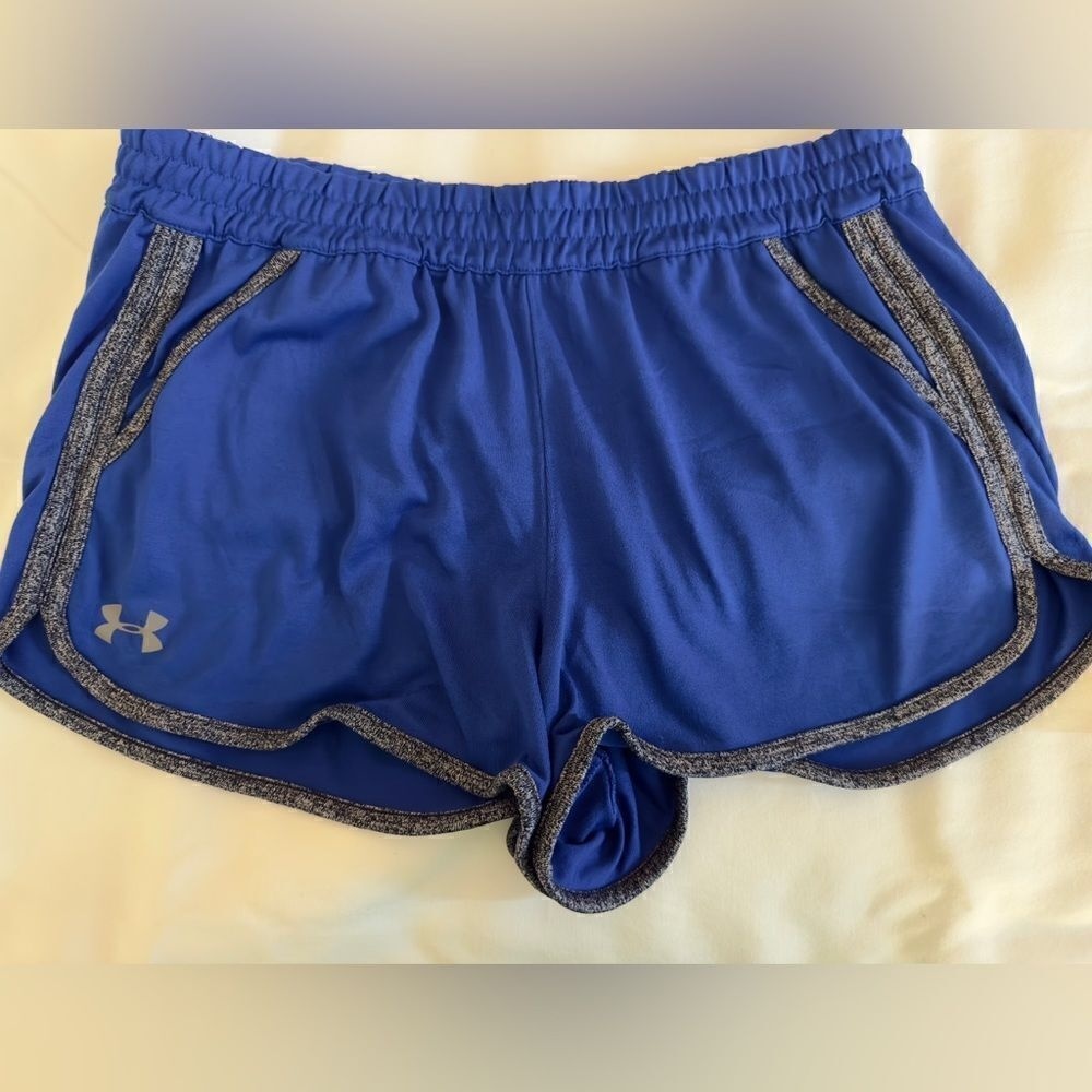 Under Armour Royal Blue Track Shorts with Grey‎ Piping and Pockets size M